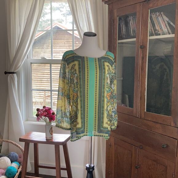 Sunny Leigh Brightly Colored Chiffon Top, Size XL - Picture 1 of 7